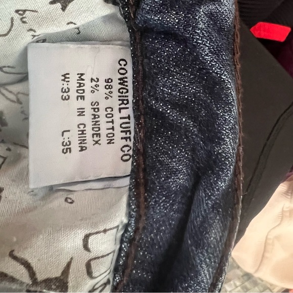 Cowgirl Tuff Women's Boot Cut Jeans - Blue with Gold Accents - Picture 5 of 11